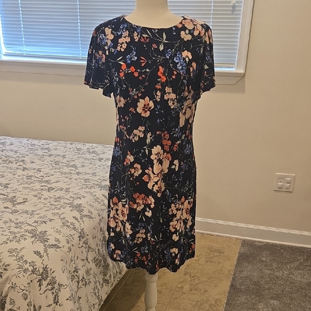 Tommy Hilfiger Navy Blue Floral Midi Dress